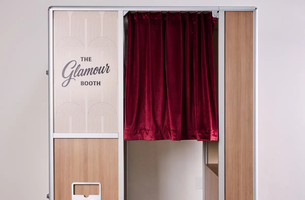 Vintage booth with red curtain